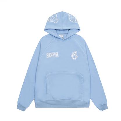 SIXPM American Retro Youth Trendy Outerwear Fashion Zipper Hoodie Fleece Set Pants Unisex Winter