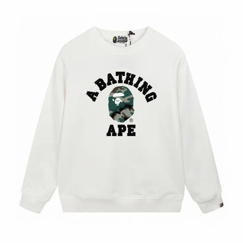 GMabcd Terry Sweatshirt for Men, Autumn and Winter Long Sleeve Letter Print Loose Round Neck Pullover Casual Top Trendy