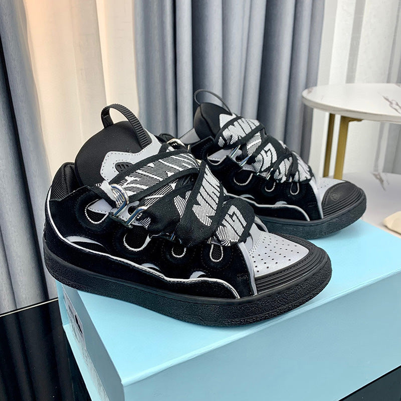 GMabcd Thick-Soled Lace-Up Dad Shoes Couple Training Shoes Casual Sneakers