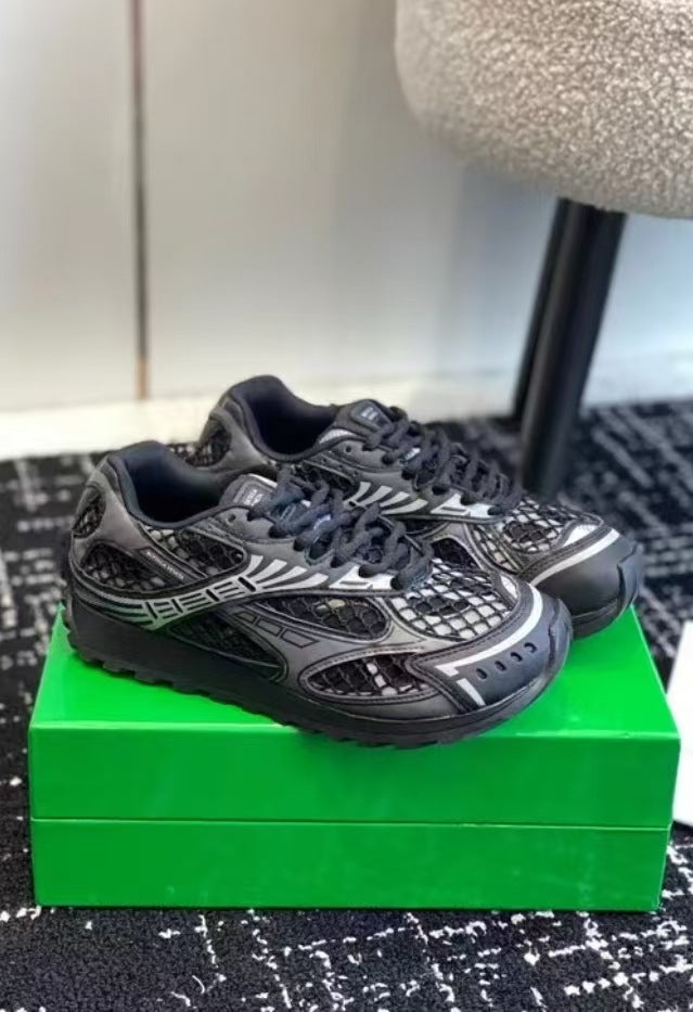 GMabcd New Casual Genuine Leather Mesh Patchwork Dad Shoes Versatile Fashion Couple Lace-up Sneakers