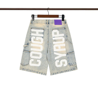 That's A Awful Lot of Cough Syrup Rhinestone Washed Denim Streetwear Pants