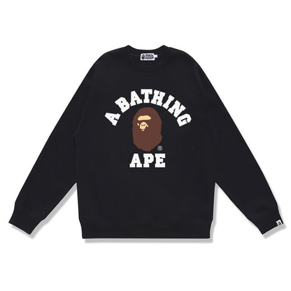 GMabcd Terry Sweatshirt for Men, Autumn and Winter Long Sleeve Letter Print Loose Round Neck Pullover Casual Top Trendy