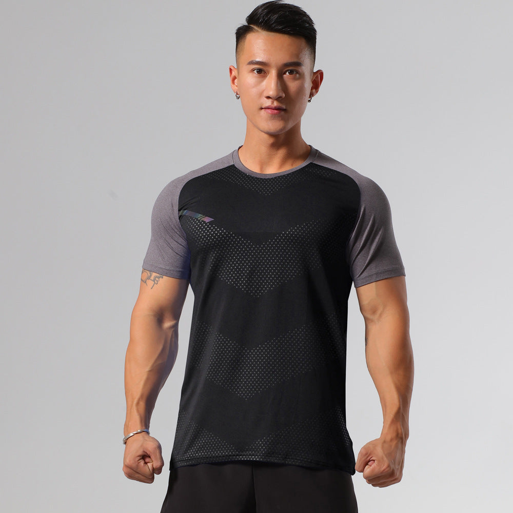 Unisex Breathable Lightweight Gym Short Sleeve Quick-Dry Top Fitness Sports Wear Ice Silk T-Shirt Stretch Short Sleeve