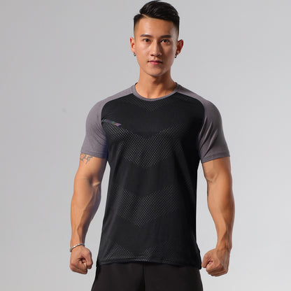 Unisex Breathable Lightweight Gym Short Sleeve Quick-Dry Top Fitness Sports Wear Ice Silk T-Shirt Stretch Short Sleeve