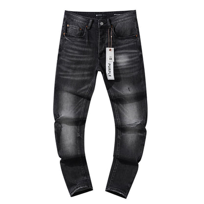 Jeans Washed and Distressed Retro Tattered Jeans Splash Ink Ruffle Handsome and Beautiful Style