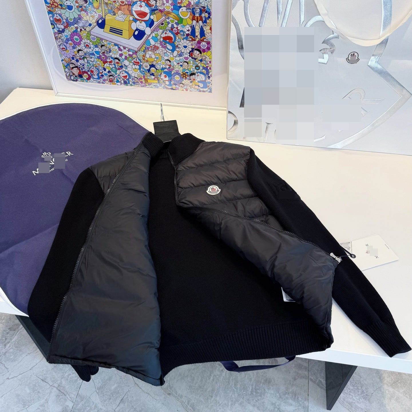 GMabcd Monokini Down Jacket Stand Collar Knitted Patchwork Lightweight Simple Autumn Winter NFC Down Lightweight Coat