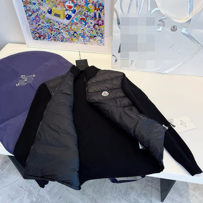 GMabcd Monokini Down Jacket Stand Collar Knitted Patchwork Lightweight Simple Autumn Winter NFC Down Lightweight Coat