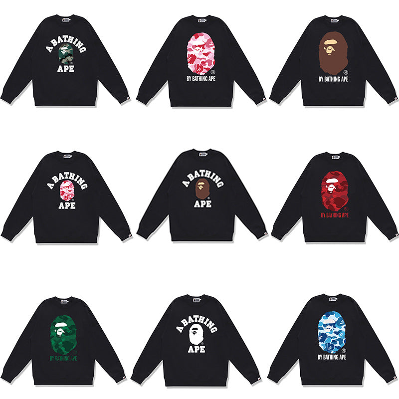 GMabcd Terry Sweatshirt for Men, Autumn and Winter Long Sleeve Letter Print Loose Round Neck Pullover Casual Top Trendy