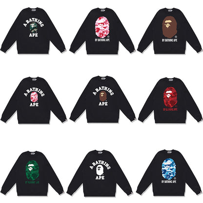 GMabcd Terry Sweatshirt for Men, Autumn and Winter Long Sleeve Letter Print Loose Round Neck Pullover Casual Top Trendy