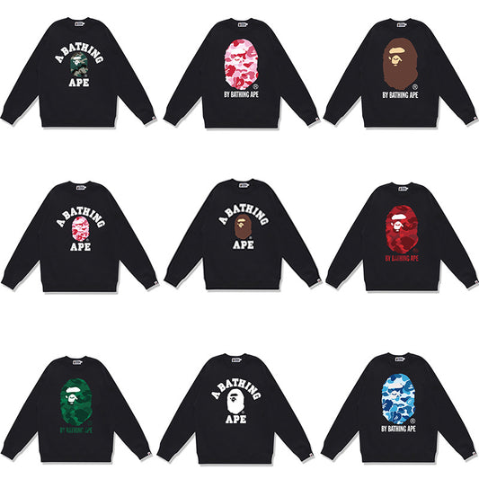 GMabcd Terry Sweatshirt for Men, Autumn and Winter Long Sleeve Letter Print Loose Round Neck Pullover Casual Top Trendy