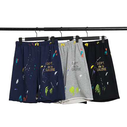 Ink Splash Graffiti Shorts for Men, Teenagers, European and American Trendy Brand, Casual Five-Point Shorts, Summer Workwear