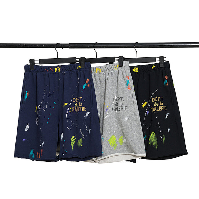 Ink Splash Graffiti Shorts for Men, Teenagers, European and American Trendy Brand, Casual Five-Point Shorts, Summer Workwear