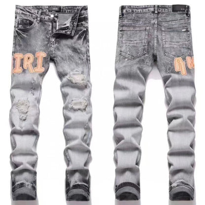 GMAM Heavy Craft Washed Distressed High Street Embroidered Unisex Jeans