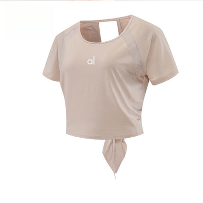 Al Sports Yoga Shirt for Women, Quick-Dry Running Casual Short Sleeve with Chest Pads, Short Cross-Fit Gym Top T-Shirt for Summer