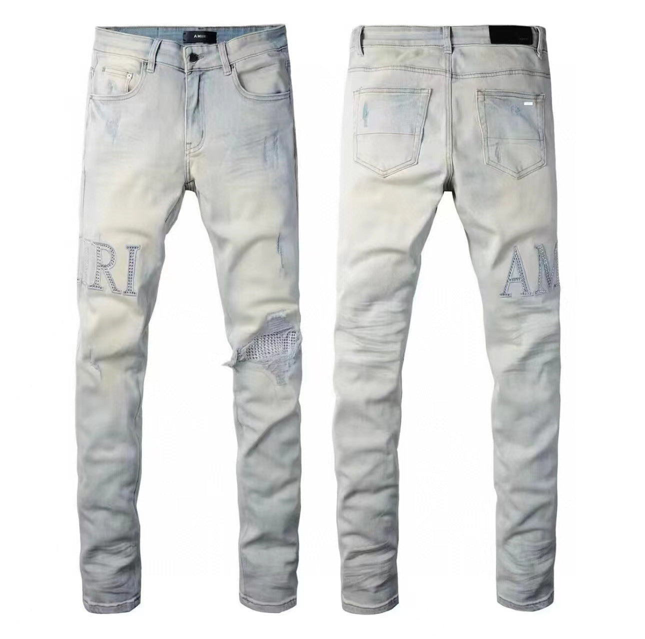 GMAM Heavy Craft Washed Distressed High Street Embroidered Unisex Jeans