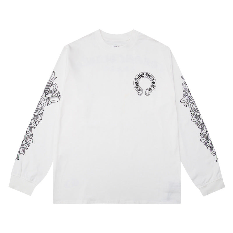 Ch Heart High-Quality Double Yarn Pure Cotton Unisex Printed Long Sleeve T-Shirt