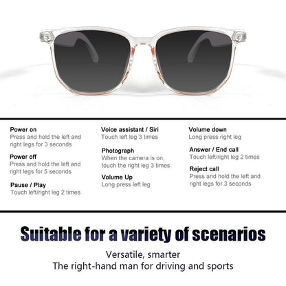Touch Control Smart Glasses, 1 Count Wireless Smart Eye Glass with Mic, Men's Tech Gadgets 2024, Smart Anti-blue Light Glasses, Bluetooth-compatible Smart Eye Glasses for Men & Women, Eyewear Glasses