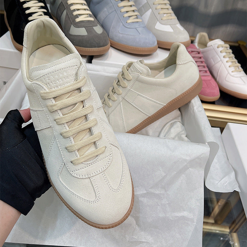 GMabcd mm6 Dexun Shoes for Women 2025 New Model Top Layer Cowhide Raw Rubber Sole Comfortable Casual Sneakers for Men and Women