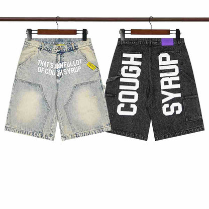 That's A Awful Lot of Cough Syrup Rhinestone Washed Denim Streetwear Pants