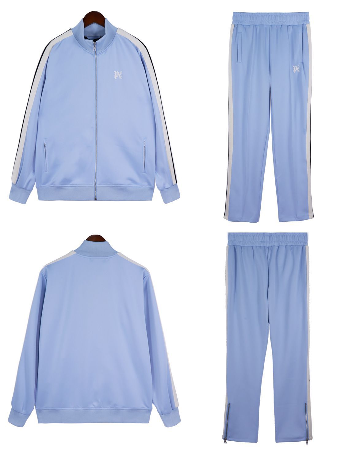24SS Retro Trend Angel Color Block Embroidered Casual Jacket Top Jacket Set Long Pants Sweatshirt Trend
