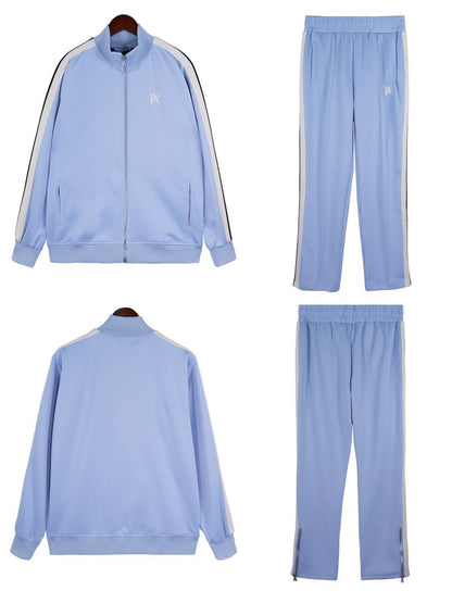 24SS Retro Trend Angel Color Block Embroidered Casual Jacket Top Jacket Set Long Pants Sweatshirt Trend