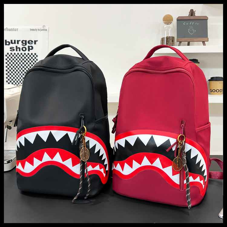 New Fashion Shark Backpack for Students, Large Capacity Outdoor Waterproof Lightweight Trendy Men's Backpack