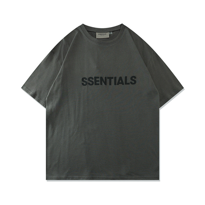 FAG2025 New Double Line Chest Silicone Letter GAD Trendy Loose High Street Short Sleeve T-Shirt for Men