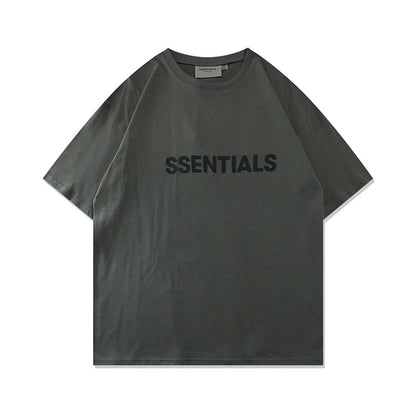 FAG2025 New Double Line Chest Silicone Letter GAD Trendy Loose High Street Short Sleeve T-Shirt for Men
