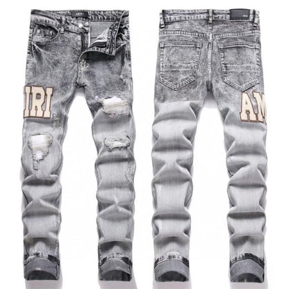 GMAM Heavy Craft Washed Distressed High Street Embroidered Unisex Jeans