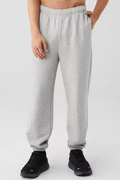 Fleece-Lined A-L-O Cuffed Sweatpants Loose Fit Elastic Waistband Joggers Unisex Casual Pants