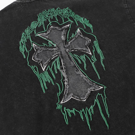 2025 New CHRM Heart Cross Sanskrit Patch Print Embroidery Loose Short Sleeve for Men and Women