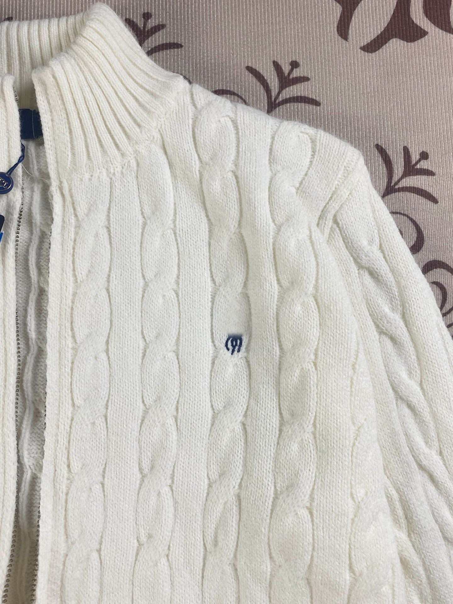 RL Raff Pony Label Autumn Winter Warm Cable Knit Zipper Sweater Cardigan Women Embroidered Cable Cardigan Men