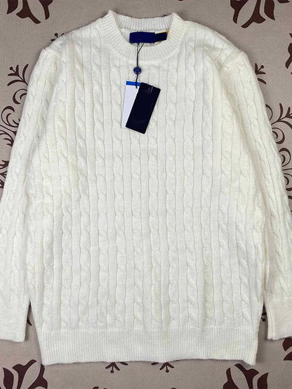 RL Sweater Women Embroidered Round Neck Knitwear Men Autumn Winter Warm Cable Couple