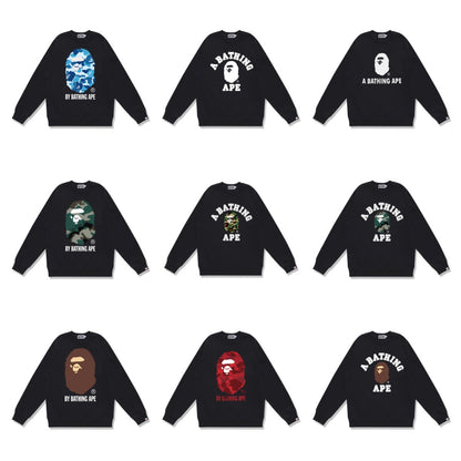GMabcd Terry Sweatshirt for Men, Autumn and Winter Long Sleeve Letter Print Loose Round Neck Pullover Casual Top Trendy
