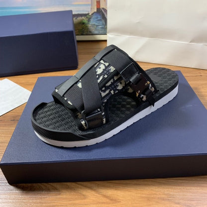 GMabcd Men's Fashion Printed Cloth Magic Tape Casual Slip-On Sandals Non-Slip Outdoor Beach