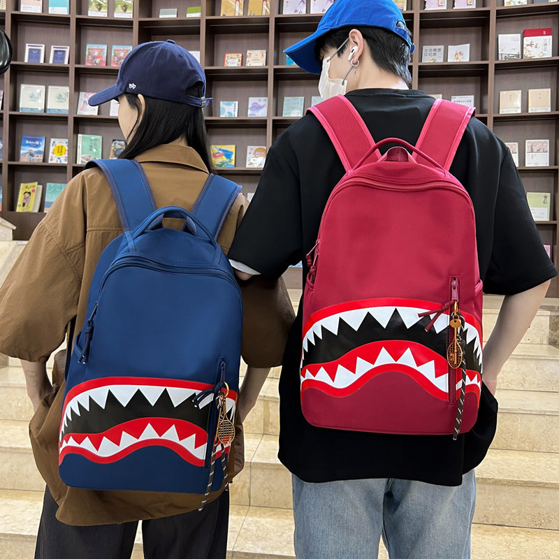 New Fashion Shark Backpack for Students, Large Capacity Outdoor Waterproof Lightweight Trendy Men's Backpack