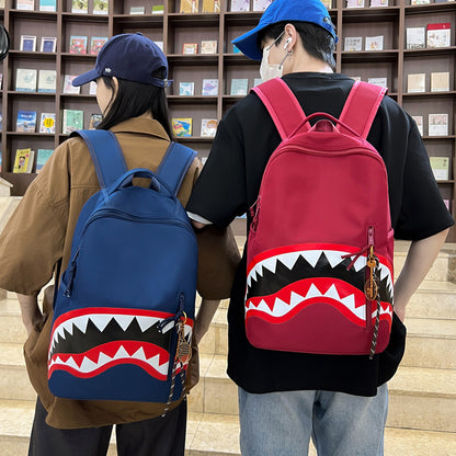 New Fashion Shark Backpack for Students, Large Capacity Outdoor Waterproof Lightweight Trendy Men's Backpack