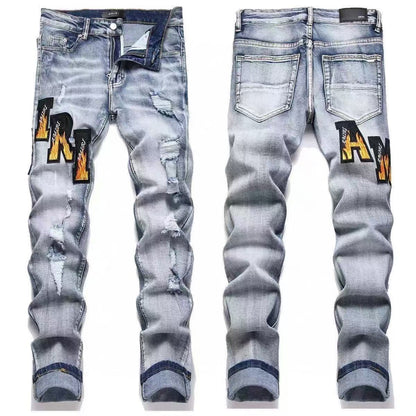 GMAM Heavy Craft Washed Distressed High Street Embroidered Unisex Jeans