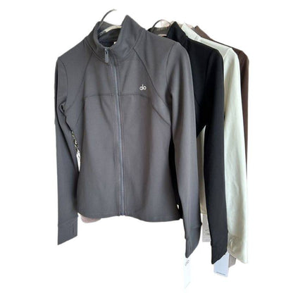 A-L-O Yoga Yoga Wear Stand Collar Sports Jacket Women Slimming Versatile Fitness Wear Stretchy Tight Long Sleeve