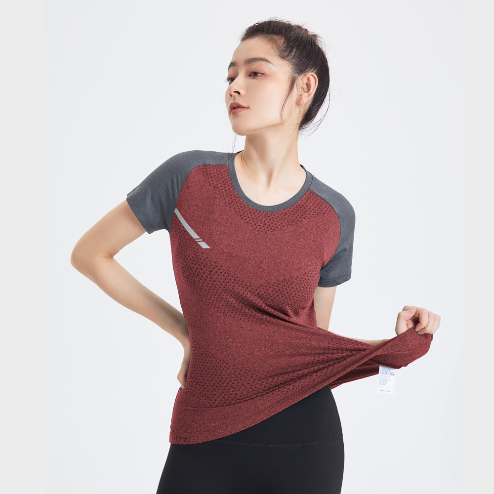 Unisex Breathable Lightweight Gym Short Sleeve Quick-Dry Top Fitness Sports Wear Ice Silk T-Shirt Stretch Short Sleeve