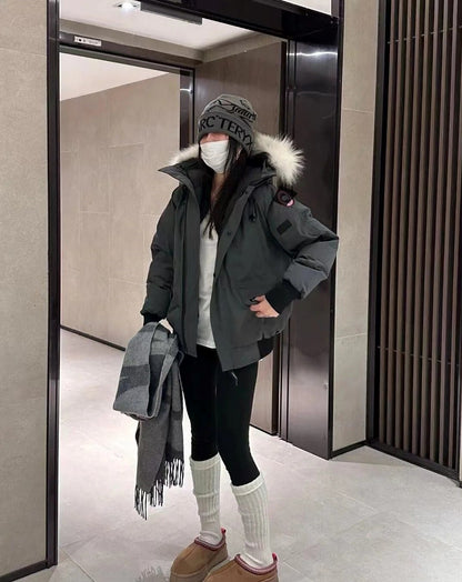 Big Goose Duck Down 01 Flight Jacket Parka Coat White Duck Down Couple Style Solid Color 2026 Autumn Winter Hot Item