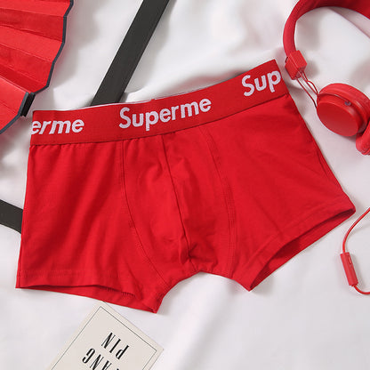 Men's Cotton Underwear Trendy Wide Waistband Mid-Rise Loose Breathable Youth Fashion Four-Corner Comfortable Large Sports Shorts