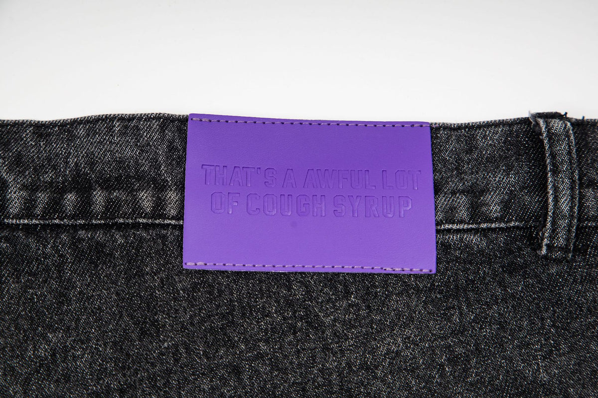 That's A Awful Lot of Cough Syrup Rhinestone Washed Denim Streetwear Pants