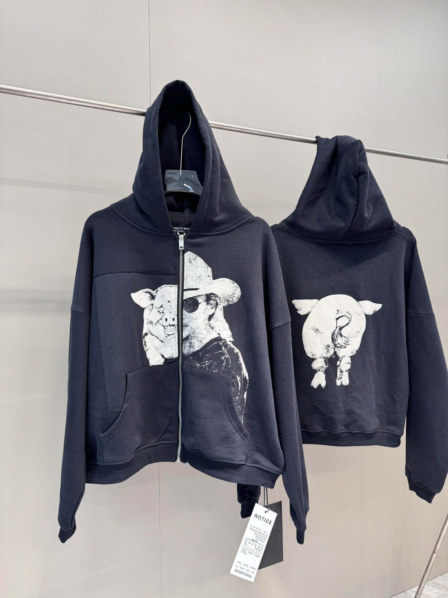 High-Quality ERD Melancholy Rich Second Generation Hooded Sweatshirt Washed Vintage Distressed Jacket Autumn Winter Zipper Coat