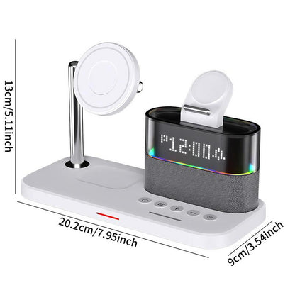 5-in-1 Wireless Charger for Smartphone, Wireless Multifunctional Charger with Clock, Magnetic Electronic Digital Wireless Charger Stand for iPhone 15/14/13/12, Apple Watch Series & Airpods, Mobile Phone Charging Accessories