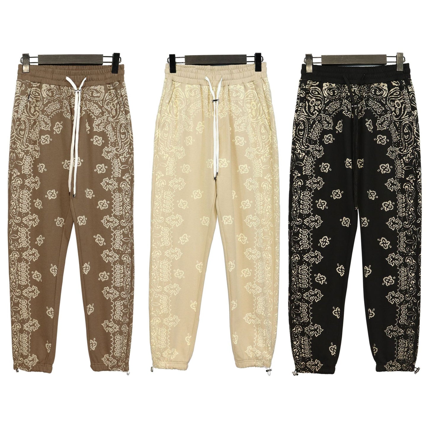 Hooded Sweatshirt Cashew Hoodie Floral Loose Pants Unisex Retro Sports Set Casual Pants Trend