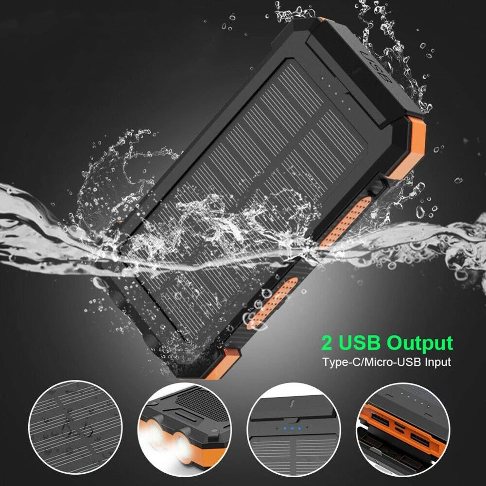 Waterproof Solar Mobile Power Supply 20000MAh Compass Mobile Phone Solar Charging Unit