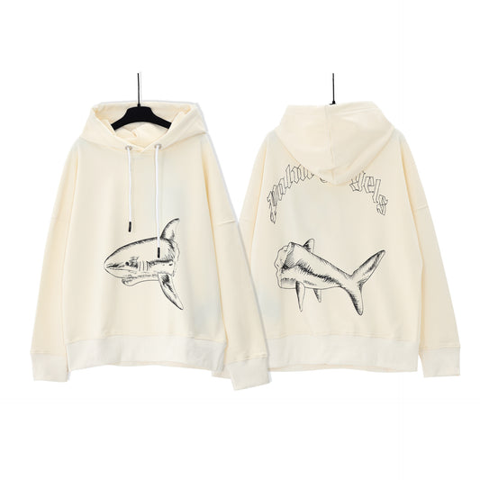 Hooded Sweatshirt Unisex Design Sense Tailless Shark Print Fashion Casual Long Sleeve