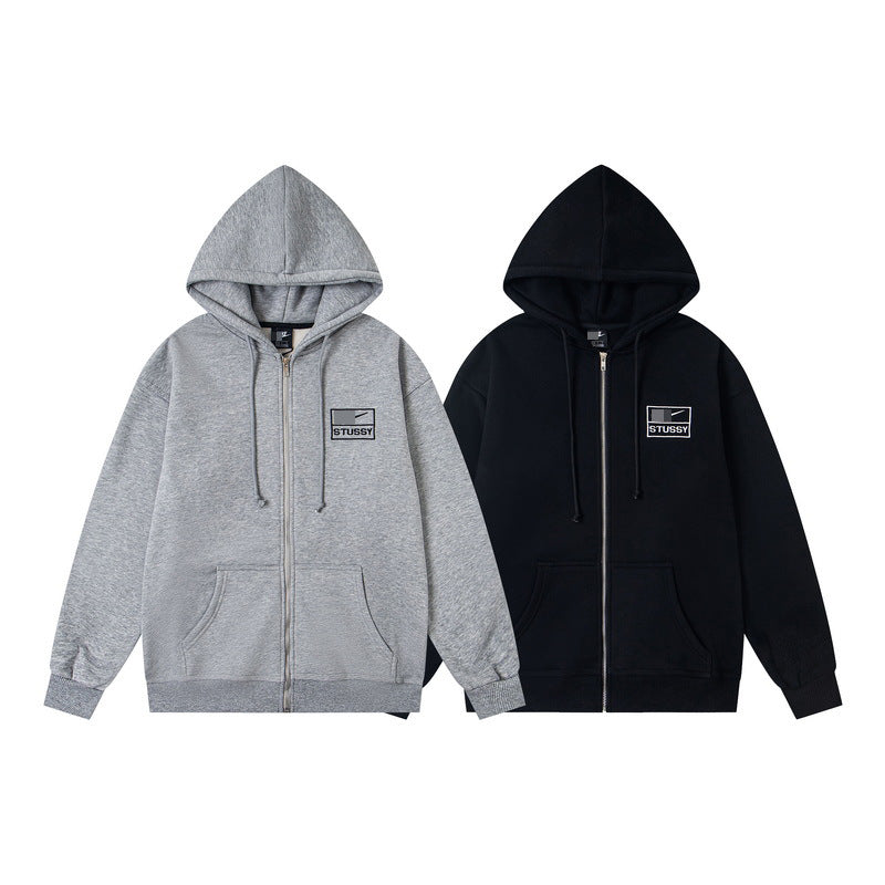 GMstuxN Letter Collaboration Hoodie Classic Letter Embroidery Hooded Sweatshirt Heavyweight Casual Jacket for Men