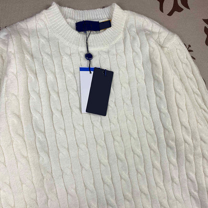 RL Sweater Women Embroidered Round Neck Knitwear Men Autumn Winter Warm Cable Couple